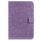 For iPad Mini 2019 & 4 & 3 & 2 & 1 Pressed Printing Sun Flower Pattern Horizontal Flip Leather Case with Holder & Card Slots & Wallet(Purple) - 1