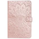 For Galaxy Tab A 8.0 & S Pen (2019) Pressed Printing Sun Flower Pattern Horizontal Flip Leather Case with Holder & Card Slots & Wallet(Rose Gold) - 1