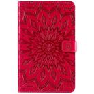 For Galaxy Tab A 8.0 & S Pen (2019) Pressed Printing Sun Flower Pattern Horizontal Flip Leather Case with Holder & Card Slots & Wallet(Rose Red) - 1