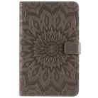 For Galaxy Tab A 8.0 & S Pen (2019) Pressed Printing Sun Flower Pattern Horizontal Flip Leather Case with Holder & Card Slots & Wallet(Grey) - 1