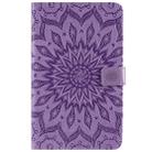 For Galaxy Tab A 8.0 & S Pen (2019) Pressed Printing Sun Flower Pattern Horizontal Flip Leather Case with Holder & Card Slots & Wallet(Purple) - 1