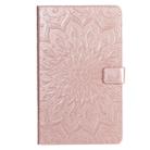 For Galaxy Tab A 8.0 (2019) T295/T290 Pressed Printing Sun Flower Pattern Horizontal Flip Leather Case with Holder & Card Slots & Wallet(Rose Gold) - 1