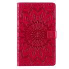 For Galaxy Tab A 8.0 (2019) T295/T290 Pressed Printing Sun Flower Pattern Horizontal Flip Leather Case with Holder & Card Slots & Wallet(Rose Red) - 1