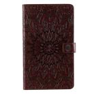 For Galaxy Tab A 8.0 (2019) T295/T290 Pressed Printing Sun Flower Pattern Horizontal Flip Leather Case with Holder & Card Slots & Wallet(Brown) - 1