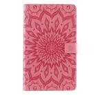 For Galaxy Tab A 8.0 (2019) T295/T290 Pressed Printing Sun Flower Pattern Horizontal Flip Leather Case with Holder & Card Slots & Wallet(Pink) - 1