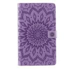 For Galaxy Tab A 8.0 (2019) T295/T290 Pressed Printing Sun Flower Pattern Horizontal Flip Leather Case with Holder & Card Slots & Wallet(Purple) - 1