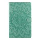 For Galaxy Tab A 10.1 (2019) Pressed Printing Sun Flower Pattern Horizontal Flip Leather Case with Holder & Card Slots & Wallet(Green) - 1