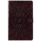 For Galaxy Tab A 10.1 (2019) Pressed Printing Sun Flower Pattern Horizontal Flip Leather Case with Holder & Card Slots & Wallet(Brown) - 1