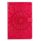 For Galaxy Tab S5e Pressed Printing Sun Flower Pattern Horizontal Flip Leather Case with Holder & Card Slots & Wallet(Rose Red) - 1