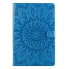 For Galaxy Tab S5e Pressed Printing Sun Flower Pattern Horizontal Flip Leather Case with Holder & Card Slots & Wallet(Blue) - 1