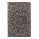 For Galaxy Tab S5e Pressed Printing Sun Flower Pattern Horizontal Flip Leather Case with Holder & Card Slots & Wallet(Grey) - 1