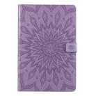 For Galaxy Tab S5e Pressed Printing Sun Flower Pattern Horizontal Flip Leather Case with Holder & Card Slots & Wallet(Purple) - 1