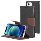 For iPhone 13 mini GOOSPERY FANCY DIARY Cross Pattern Horizontal Flip Leather Case with Holder & Card Slots & Wallet (Black Brown) - 1