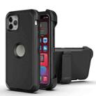 For iPhone 11 Robot Shockproof Silicone + PC Protective Case with Back Clip Holder (Black Black) - 1