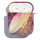 Marble Anti-fall Wireless Earphone PC Protective Case For AirPods 1/2(Purple Gold) - 1