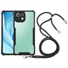 For Xiaomi Mi 11 Lite Acrylic + Color TPU Shockproof Case with Neck Lanyard(Black) - 1