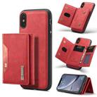 DG.MING M2 Series 3-Fold Multi Card Bag Back Cover Shockproof Case with Wallet & Holder Function For iPhone X(Red) - 1