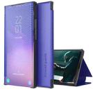 For Samsung Galaxy A50 Carbon Fiber Texture View Time Horizontal Flip Leather Case with Holder & Touch Call Display ID(Blue) - 1