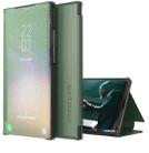 For Samsung Galaxy A52 5G / 4G Carbon Fiber Texture View Time Horizontal Flip Leather Case with Holder & Touch Call Display ID(Green) - 1