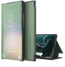 For Samsung Galaxy S9+ Carbon Fiber Texture View Time Horizontal Flip Leather Case with Holder & Touch Call Display ID(Green) - 1