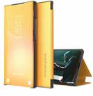 For Samsung Galaxy S21 FE Carbon Fiber Texture View Time Horizontal Flip Leather Case with Holder & Touch Call Display ID(Yellow) - 1