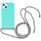 For iPhone 13 mini Wheat Straw Material + TPU Shockproof Case with Neck Lanyard (Green) - 1