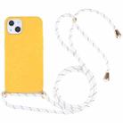 For iPhone 13 Wheat Straw Material + TPU Shockproof Case with Neck Lanyard(Yellow) - 1