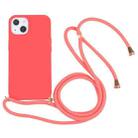 For iPhone 13 Wheat Straw Material + TPU Shockproof Case with Neck Lanyard(Red) - 1