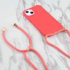 For iPhone 13 Wheat Straw Material + TPU Shockproof Case with Neck Lanyard(Red) - 2