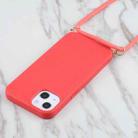 For iPhone 13 Wheat Straw Material + TPU Shockproof Case with Neck Lanyard(Red) - 4