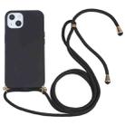 For iPhone 13 Wheat Straw Material + TPU Shockproof Case with Neck Lanyard(Black) - 1