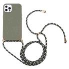 For iPhone 13 Pro Wheat Straw Material + TPU Shockproof Case with Neck Lanyard (Dark Green) - 1