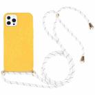 For iPhone 13 Pro Wheat Straw Material + TPU Shockproof Case with Neck Lanyard (Yellow) - 1