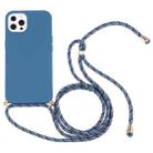 For iPhone 13 Pro Wheat Straw Material + TPU Shockproof Case with Neck Lanyard (Blue) - 1