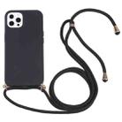 For iPhone 13 Pro Wheat Straw Material + TPU Shockproof Case with Neck Lanyard (Black) - 1