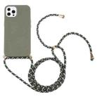 For iPhone 13 Pro Max Wheat Straw Material + TPU Shockproof Case with Neck Lanyard (Dark Green) - 1