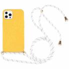 For iPhone 13 Pro Max Wheat Straw Material + TPU Shockproof Case with Neck Lanyard (Yellow) - 1