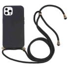 For iPhone 13 Pro Max Wheat Straw Material + TPU Shockproof Case with Neck Lanyard (Black) - 1