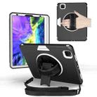 For iPad Pro 11 2020 / Air 10.9 2020 360 Degree Rotation Turntable Robot Shockproof TPU + PC Protective Tablet Case with Holder & Hand Grip Strap & Shoulder Strap(Black White) - 1