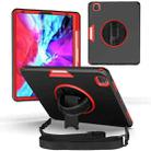 For iPad Pro 12.9 2021 / 2020 / 2018 360 Degree Rotation Turntable Robot Shockproof TPU + PC Protective Tablet Case with Holder & Hand Grip Strap & Shoulder Strap(Black Red) - 1