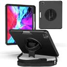 For iPad Pro 12.9 2021 / 2020 / 2018 360 Degree Rotation Turntable Robot Shockproof TPU + PC Protective Tablet Case with Holder & Hand Grip Strap & Shoulder Strap(Black Black) - 1