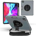 For iPad Pro 12.9 2021 / 2020 / 2018 360 Degree Rotation Turntable Robot Shockproof TPU + PC Protective Tablet Case with Holder & Hand Grip Strap & Shoulder Strap(Grey Black) - 1