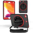 For iPad mini 6 360 Degree Rotation Turntable Robot Shockproof TPU + PC Protective Tablet Case with Holder & Hand Grip Strap & Shoulder Strap(Black Red) - 1