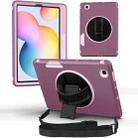 For Samsung Galaxy Tab S6 Lite 360 Degree Rotation Turntable Robot Shockproof TPU + PC Protective Tablet Case with Holder & Hand Grip Strap & Shoulder Strap(Purple+Light Purple) - 1