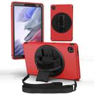 360 Degree Rotation Turntable Robot Shockproof TPU + PC Protective Case with Holder & Hand Grip Strap & Shoulder Strap For Samsung Galaxy Tab A7 Lite(Red Black) - 1