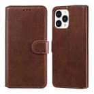 For iPhone 13 Pro Max Classic Calf Texture PU + TPU Horizontal Flip Leather Case with Holder & Card Slots & Wallet (Brown) - 1