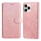 For iPhone 13 Pro Max Classic Calf Texture PU + TPU Horizontal Flip Leather Case with Holder & Card Slots & Wallet (Rose Gold) - 1
