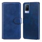 Classic Calf Texture PU + TPU Horizontal Flip Leather Case with Holder & Card Slots & Wallet For vivo V21(Blue) - 1