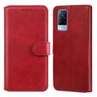 Classic Calf Texture PU + TPU Horizontal Flip Leather Case with Holder & Card Slots & Wallet For vivo V21(Red) - 1