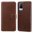Classic Calf Texture PU + TPU Horizontal Flip Leather Case with Holder & Card Slots & Wallet For vivo V21(Brown) - 1